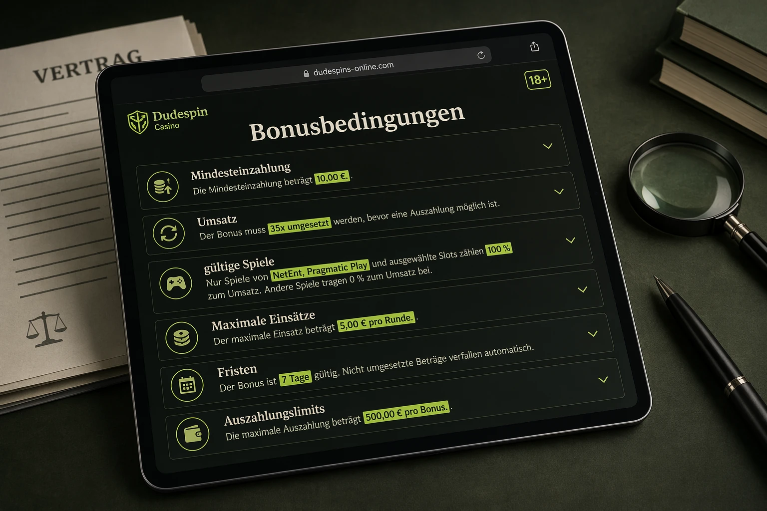 Bonusbedingungen vor der Annahme richtig lesen