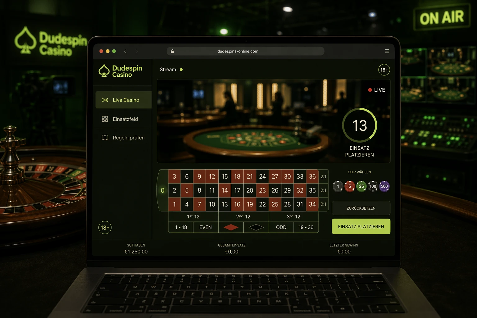 Live Casino bei Dudespin: was den Bereich ausmacht