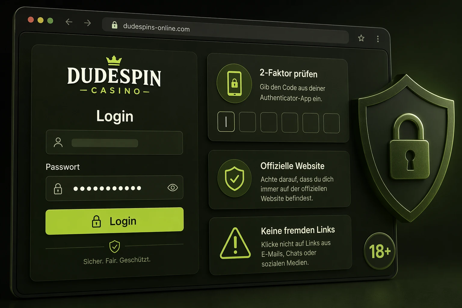 Login bei Dudespin: sichere Anmeldung im Nutzerkonto