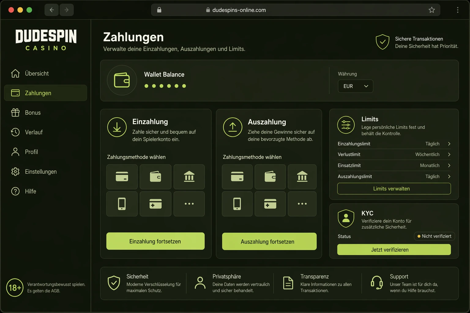 Zahlungen, Limits und KYC im Wettkonto